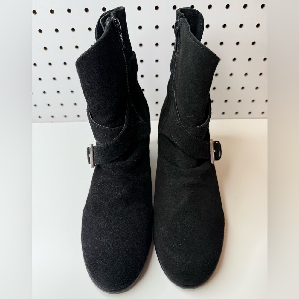 Anthropologie Matisse Harper Black Suede Leather Ankle Boots Women’s 7M Side Zip - Picture 12 of 16